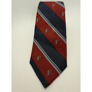 Gant Men's Vintage Tie Fly Fishing Lures Made In USA Red/Navy/Gray Stripe 58"